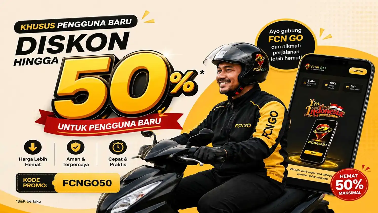 Penawaran Terbaik FCN GO - Promo Diskon 50%